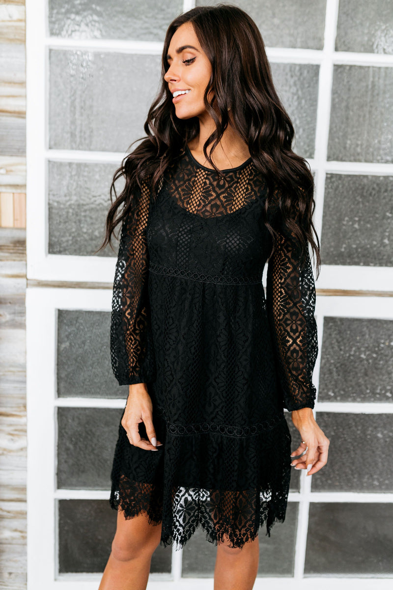 Bring On The Holidays Crochet Lace Dress