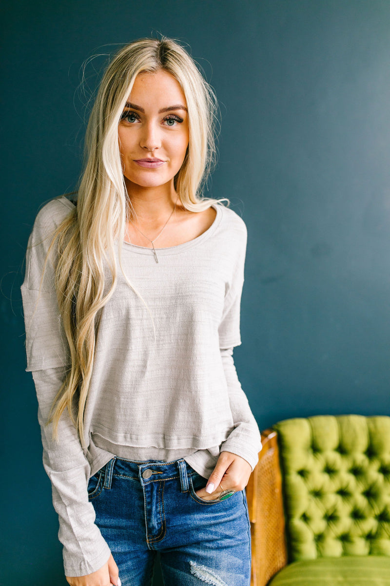 Burn Baby Burnout Layered Tee In Gray - ALL SALES FINAL