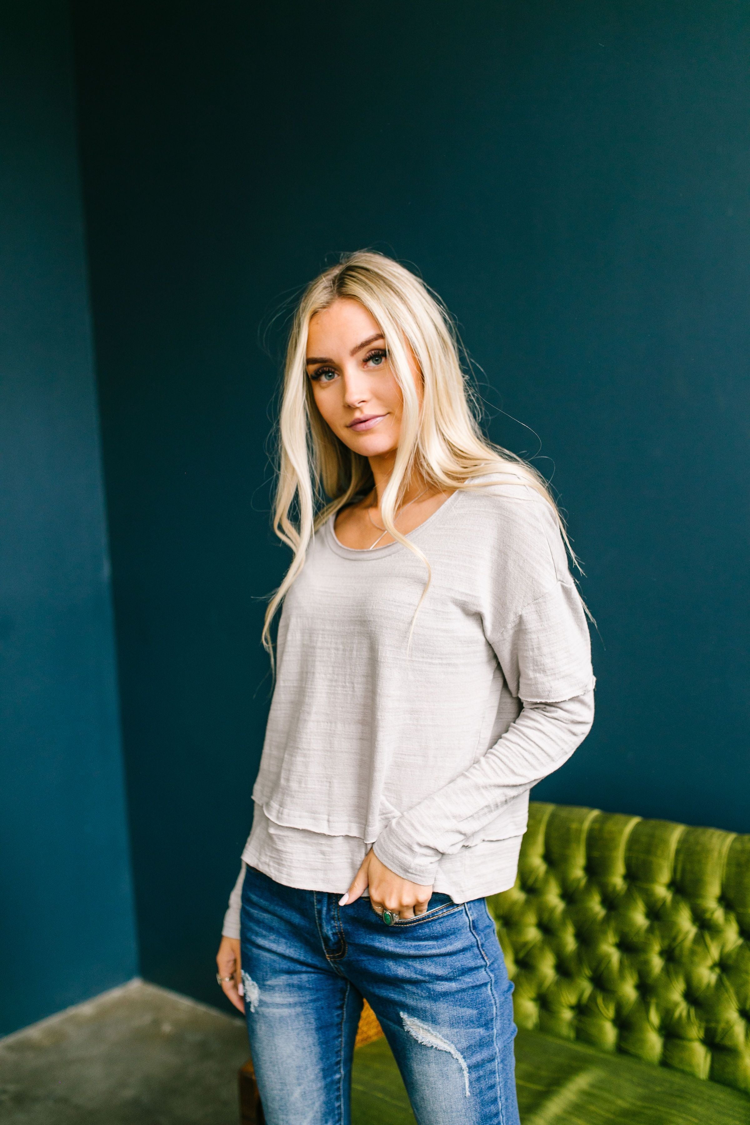 Burn Baby Burnout Layered Tee In Gray - ALL SALES FINAL