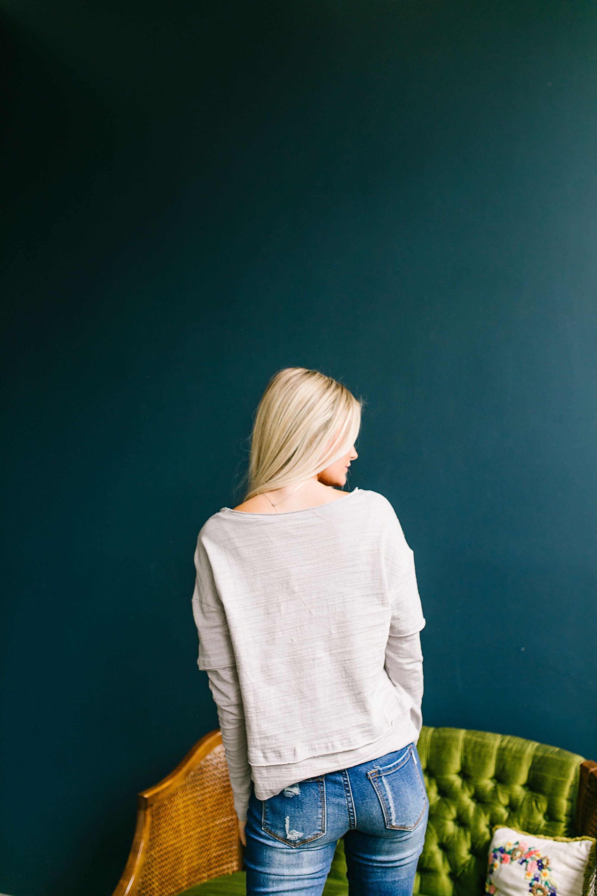 Burn Baby Burnout Layered Tee In Gray - ALL SALES FINAL