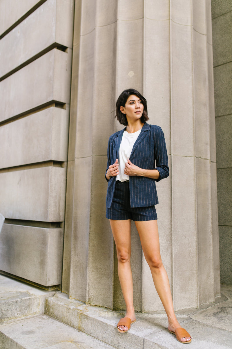 Business Casual Pinstriped Blazer