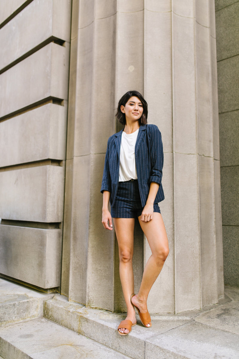 Business Casual Pinstriped Blazer