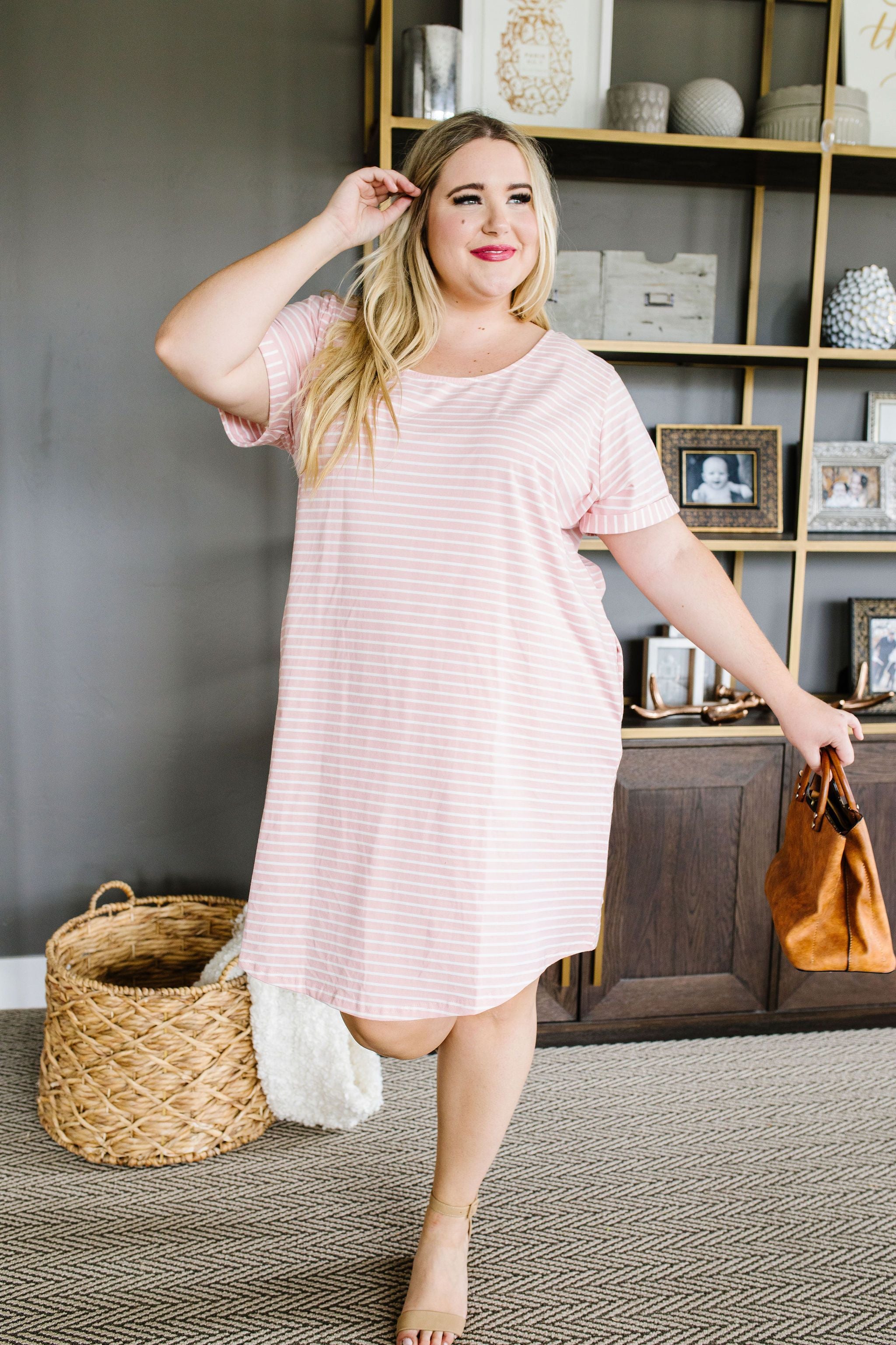 Buttoned To A T-Shirt Dress In Pink