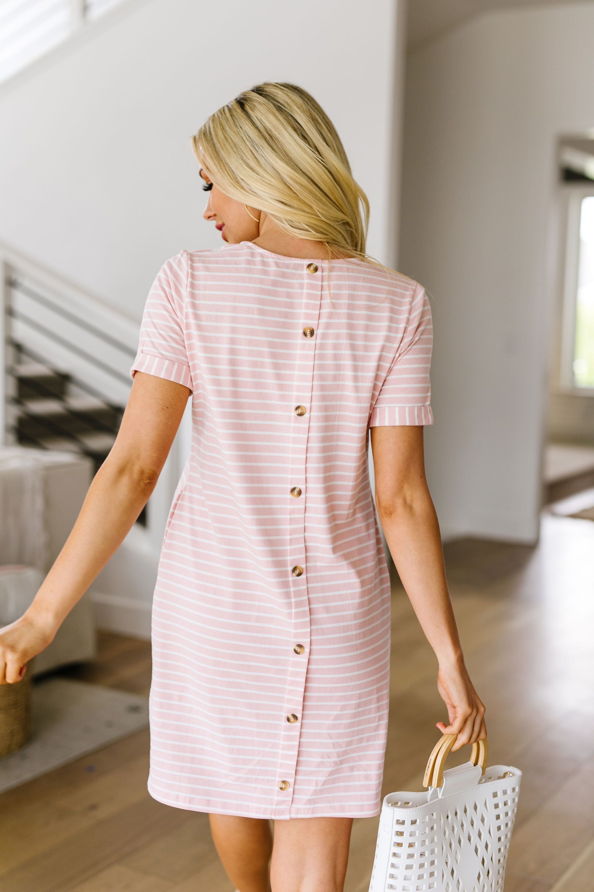 Buttoned To A T-Shirt Dress In Pink