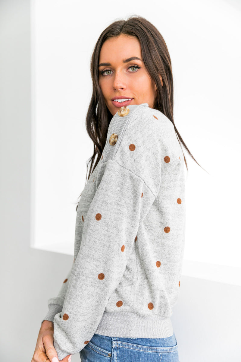 Buttons + Polka Dots Sweater