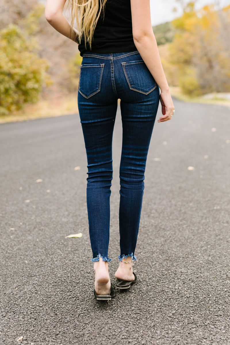 Buttons + Fringe High Rise Jeans