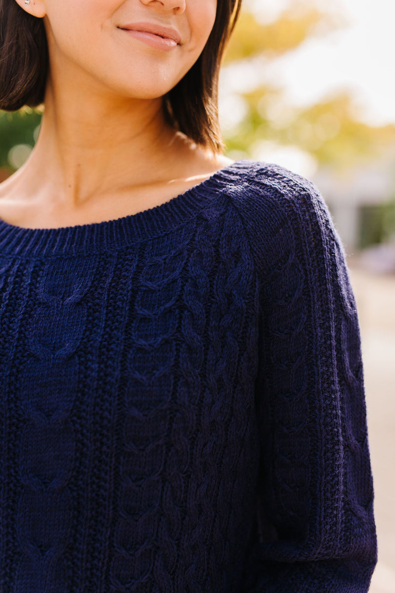 Cable Knit Navy Sweater