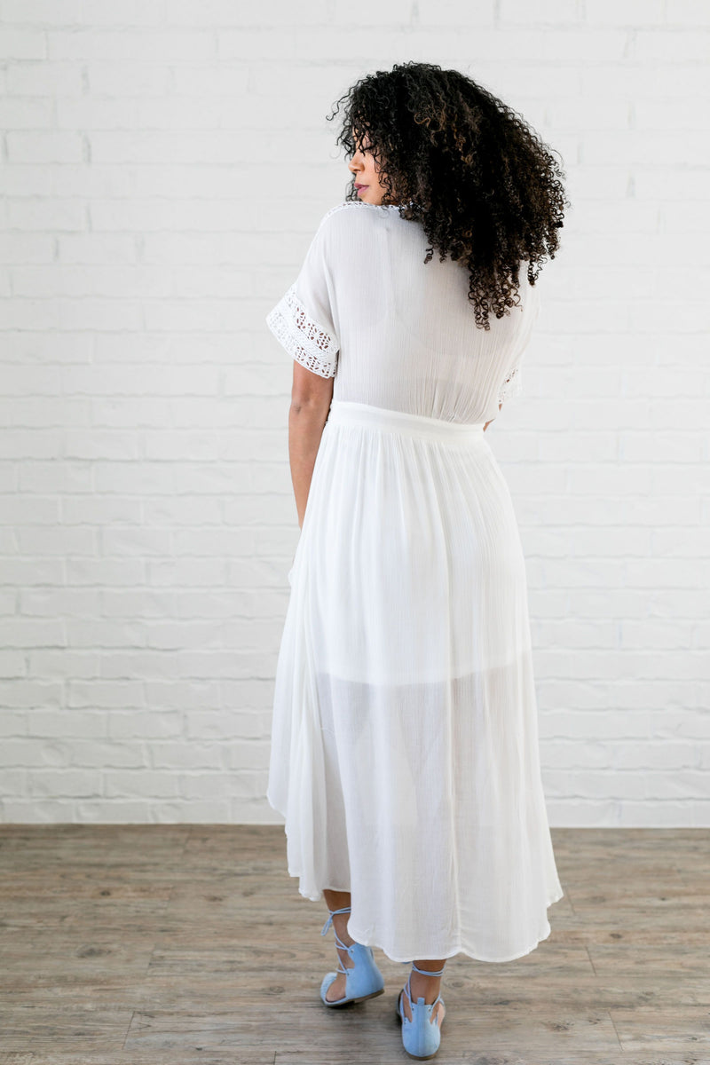 Carissa Lace Accent White Dress - ALL SALES FINAL