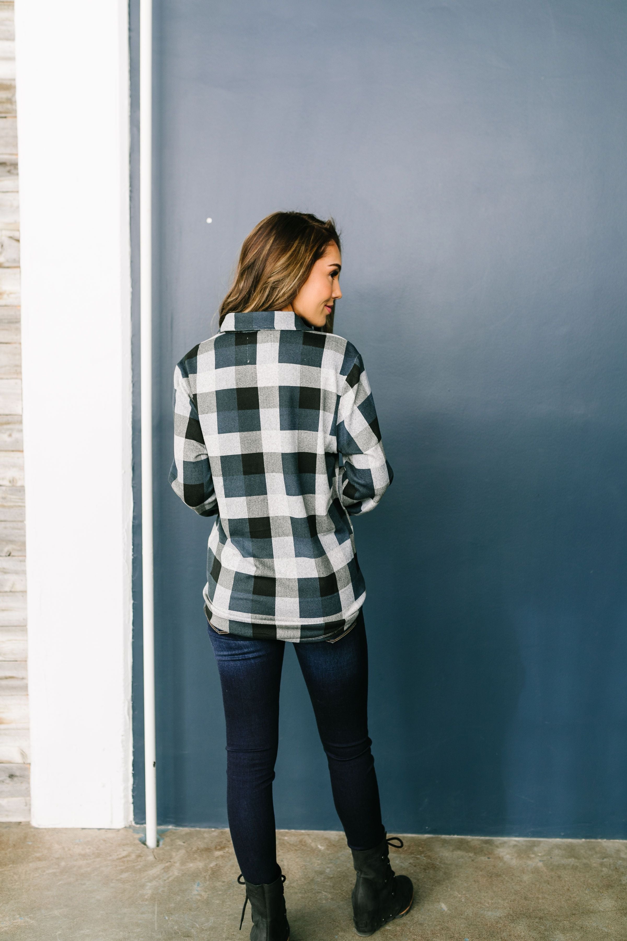 Checkered Past Button-Down Tie Front Top - ALL SALES FINAL