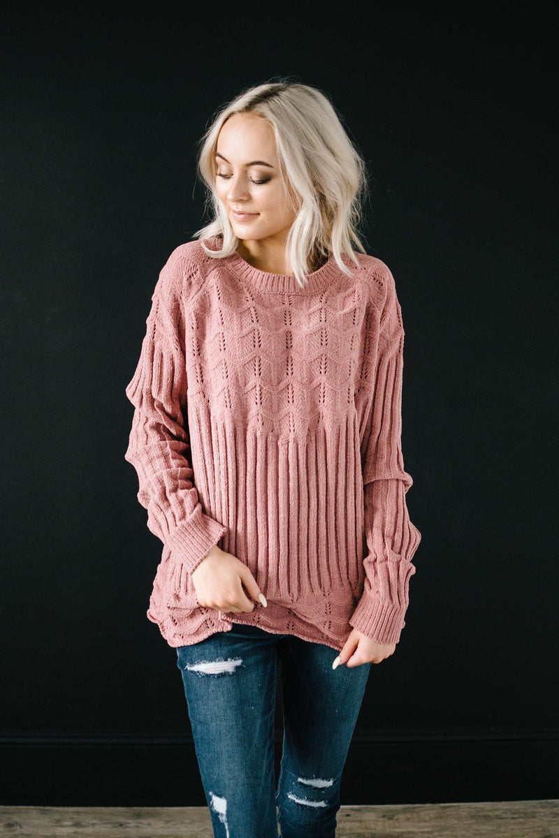 Chenille Sweater in Rose