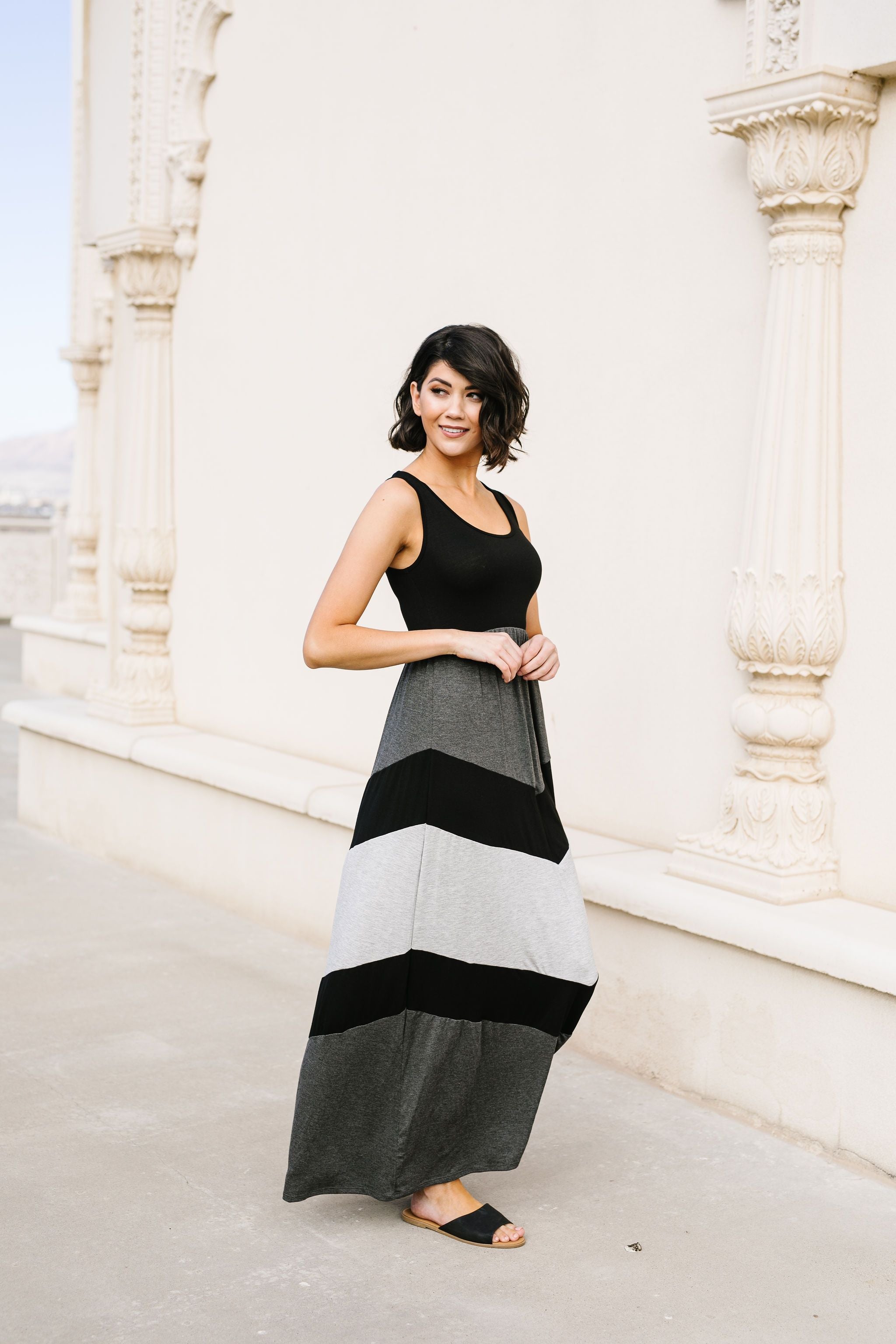 Chevron Skirt Tank Maxi Dress