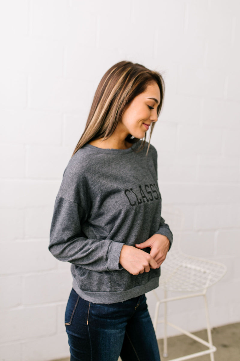 Classic Graphic Sweatshirt In Charcoal - ALL SALES FINAL