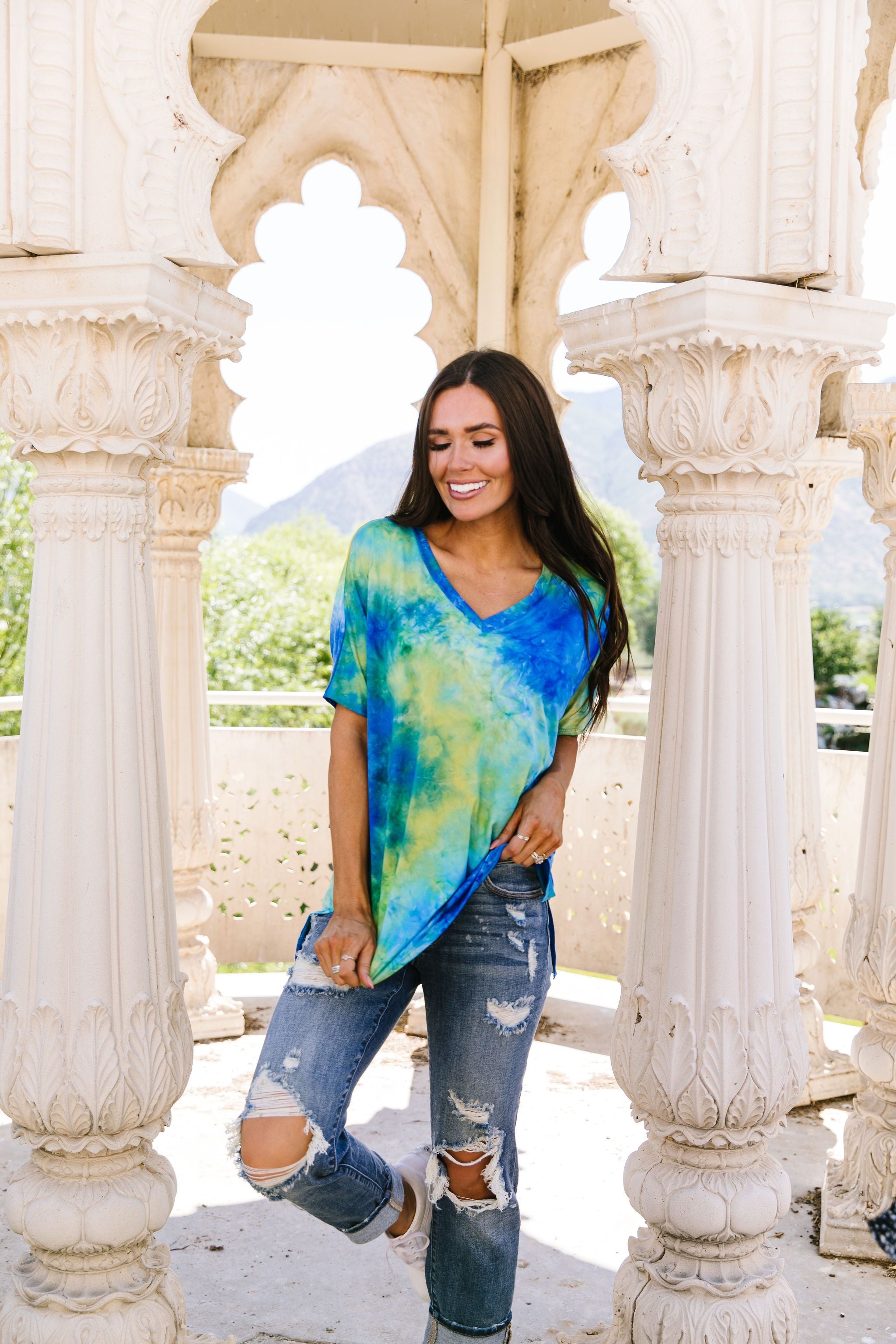 Clouds of Yellow & Blue Tie Dye Top