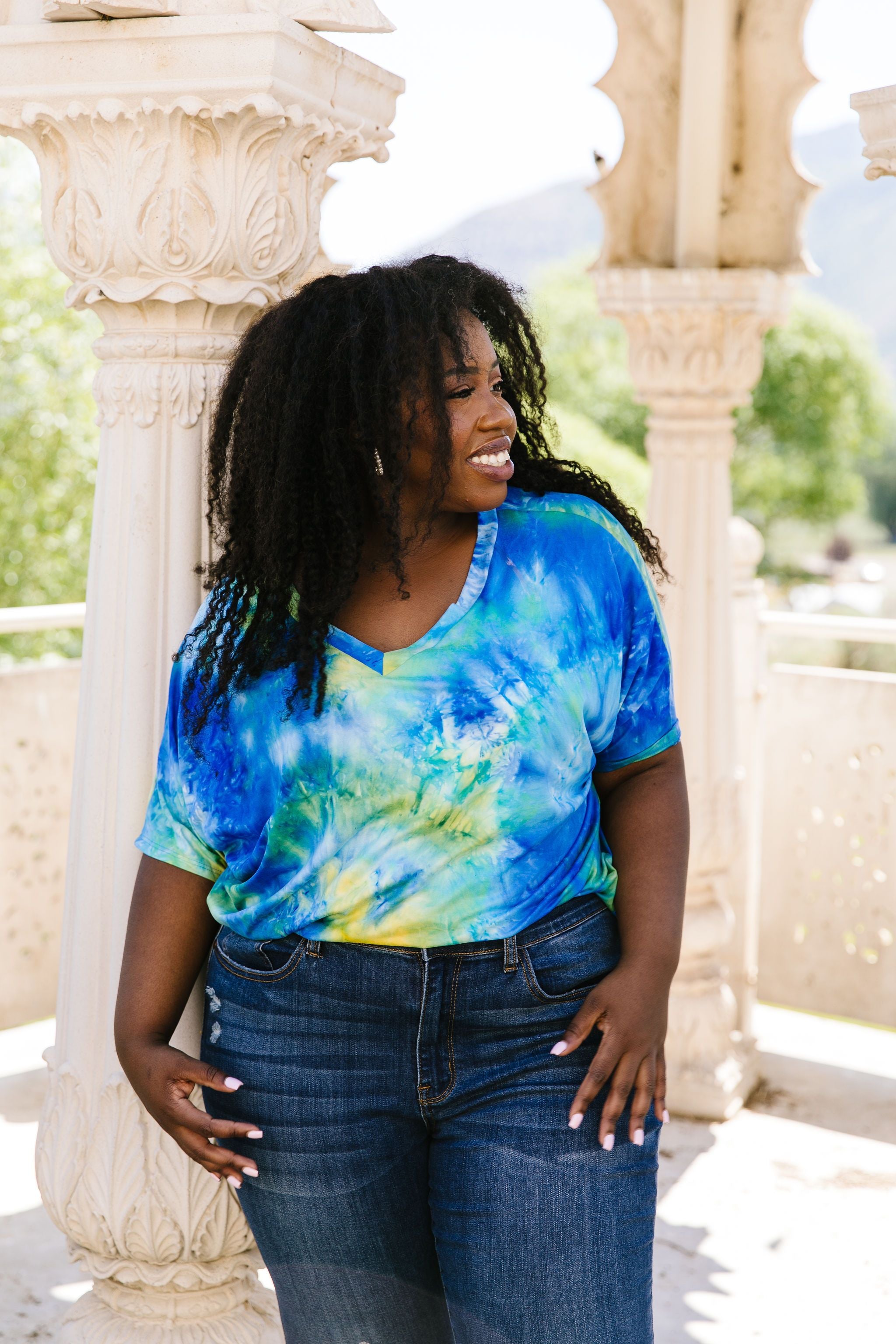 Clouds of Yellow & Blue Tie Dye Top