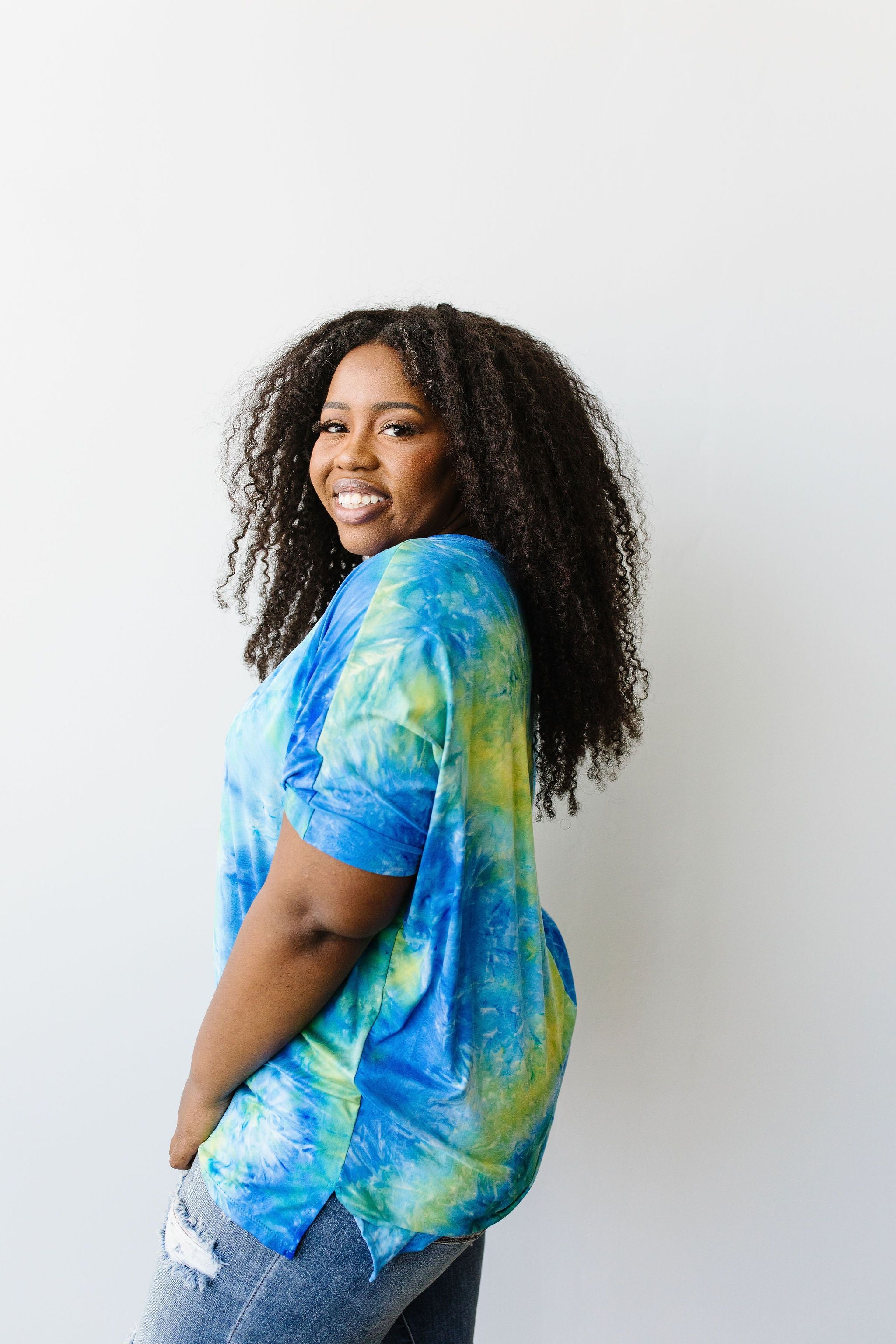 Clouds of Yellow & Blue Tie Dye Top