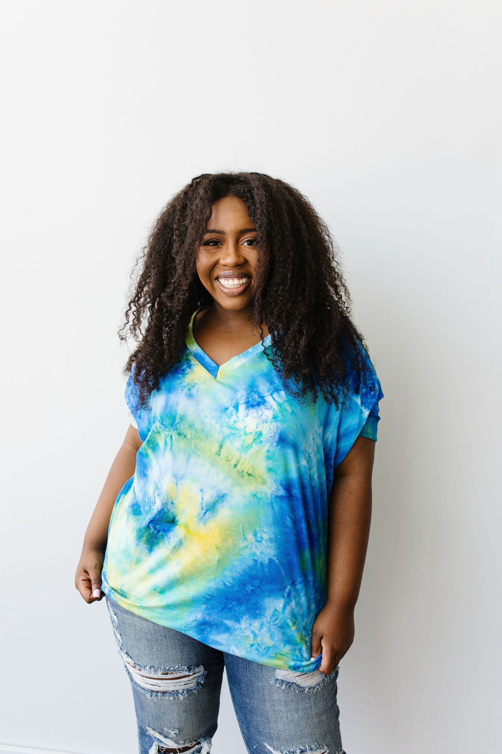 Clouds of Yellow & Blue Tie Dye Top