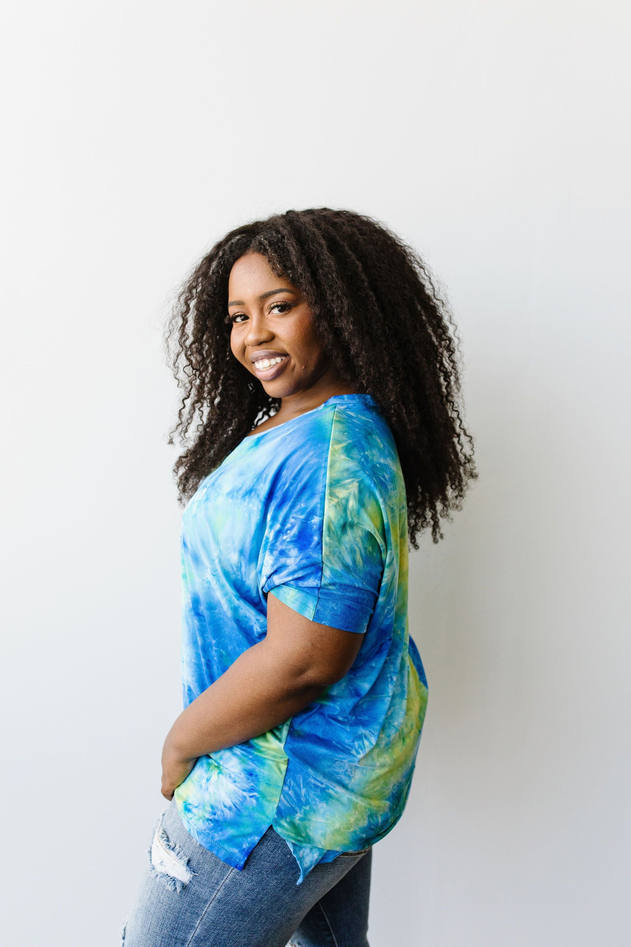 Clouds of Yellow & Blue Tie Dye Top