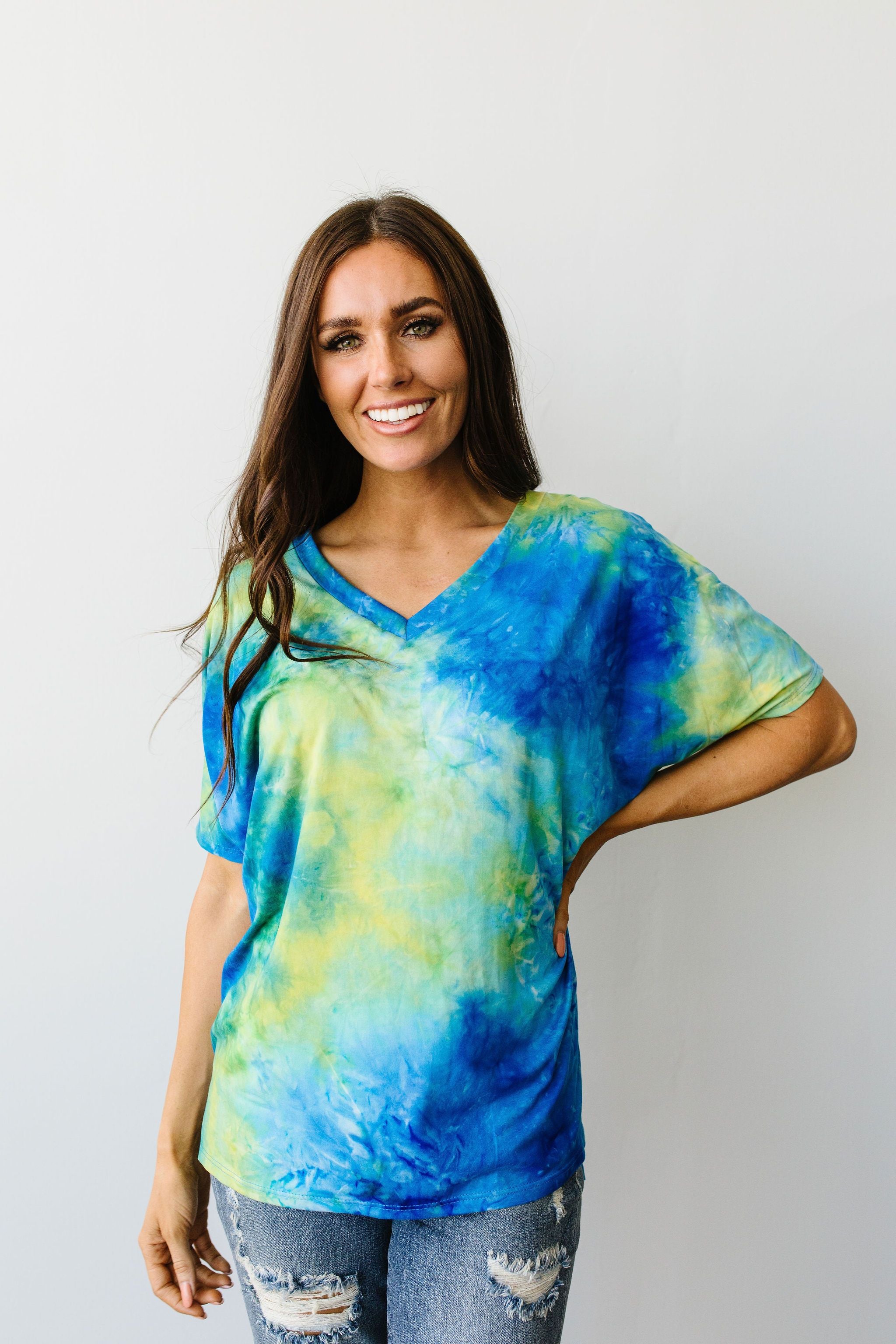 Clouds of Yellow & Blue Tie Dye Top
