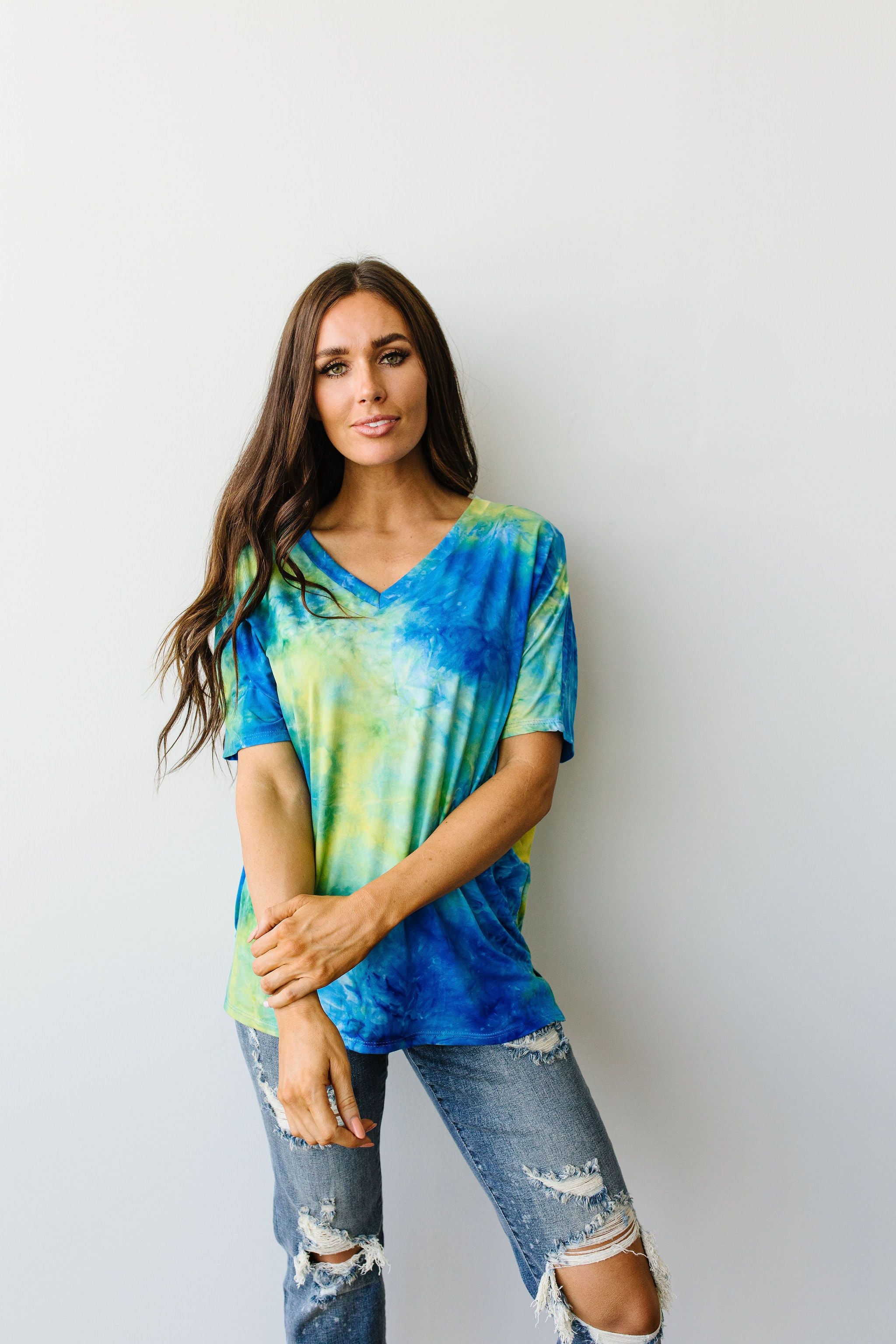 Clouds of Yellow & Blue Tie Dye Top
