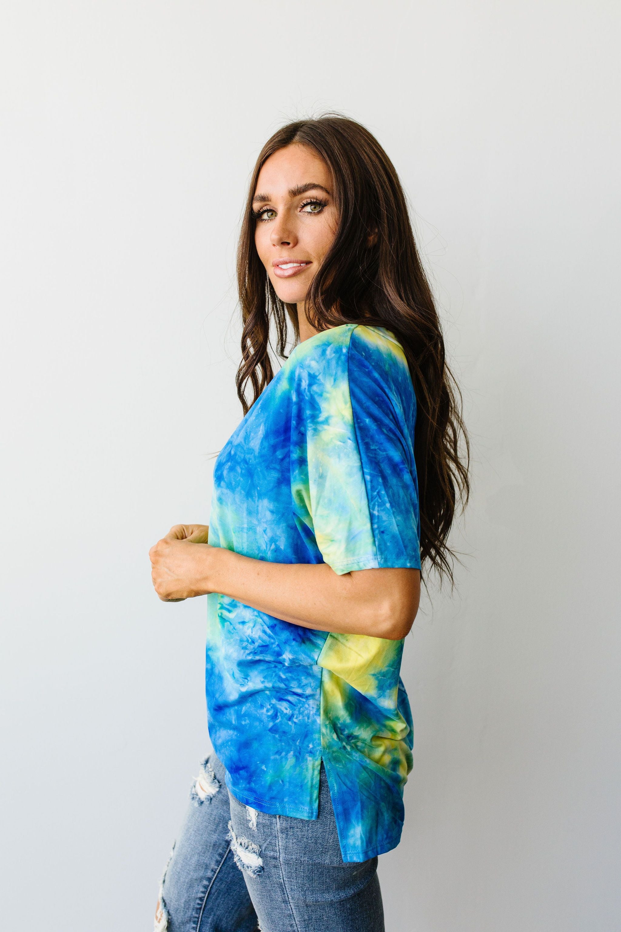 Clouds of Yellow & Blue Tie Dye Top