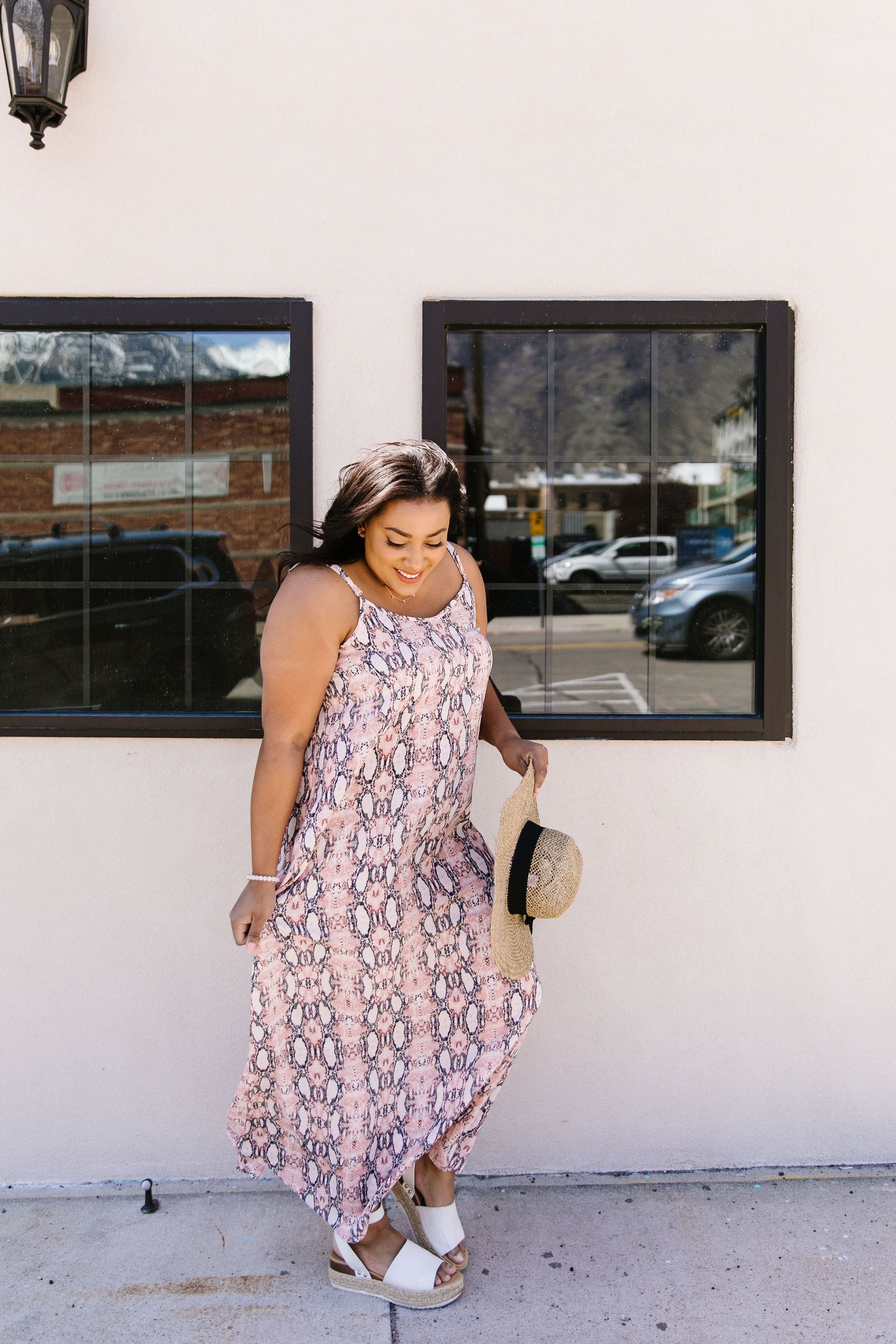 Coral Snakeskin Maxi Dress
