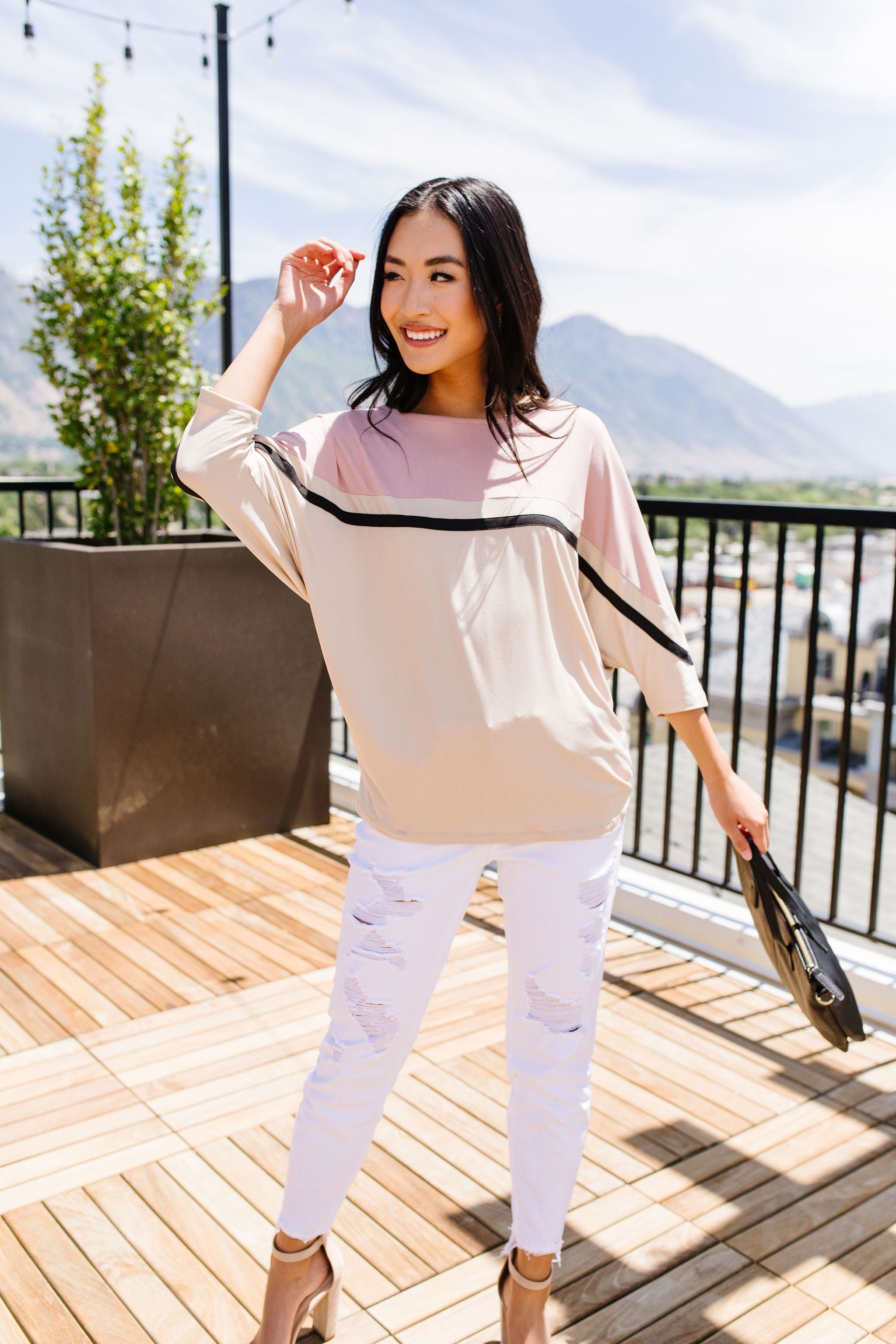 Coraline Colorblock Top in Mauve