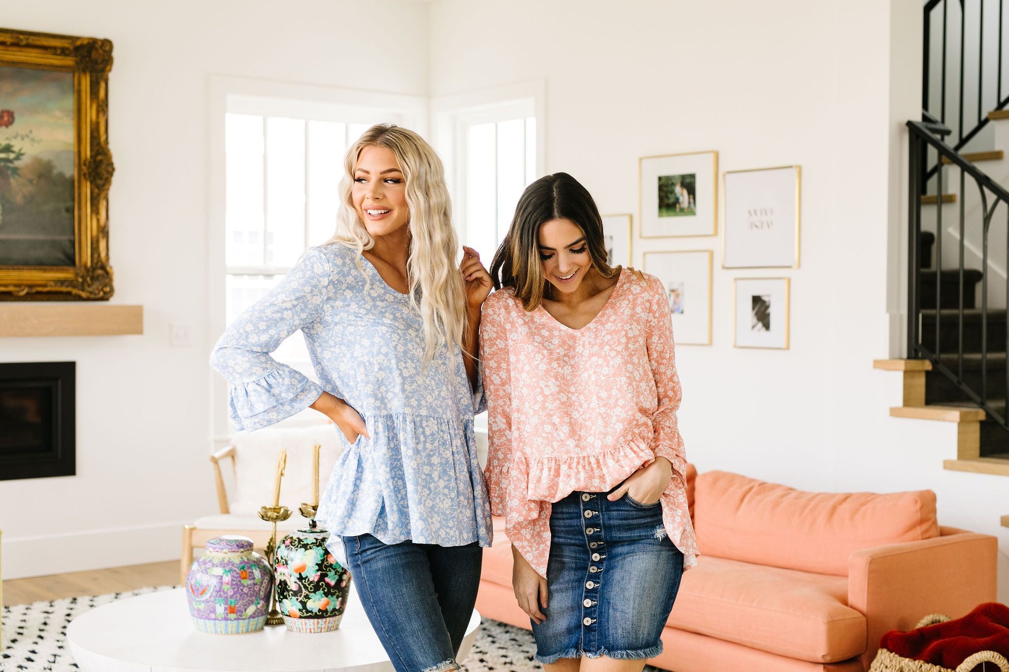 Cornflower Blue Ruffled Top