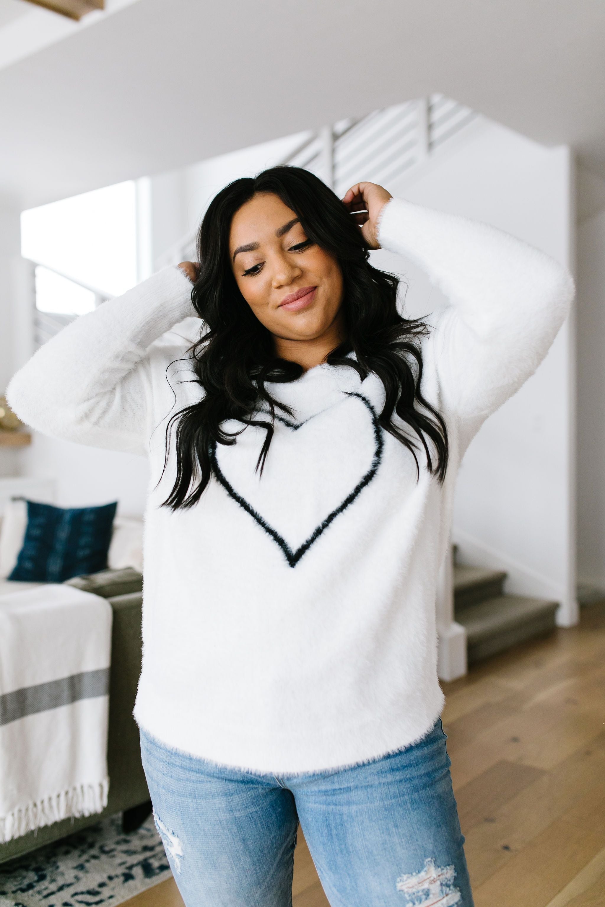 Count The Ways Fuzzy Pullover In Ivory