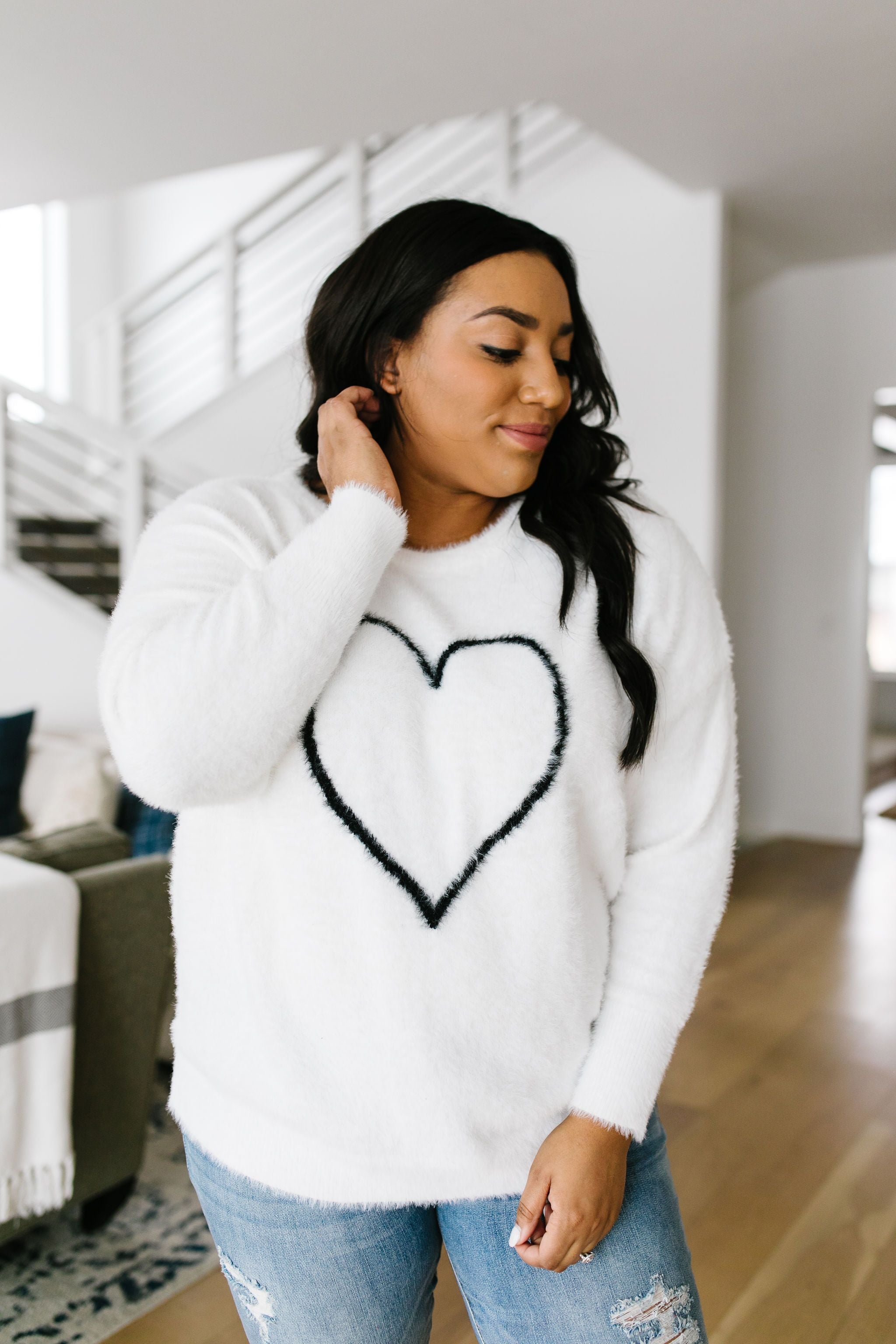Count The Ways Fuzzy Pullover In Ivory