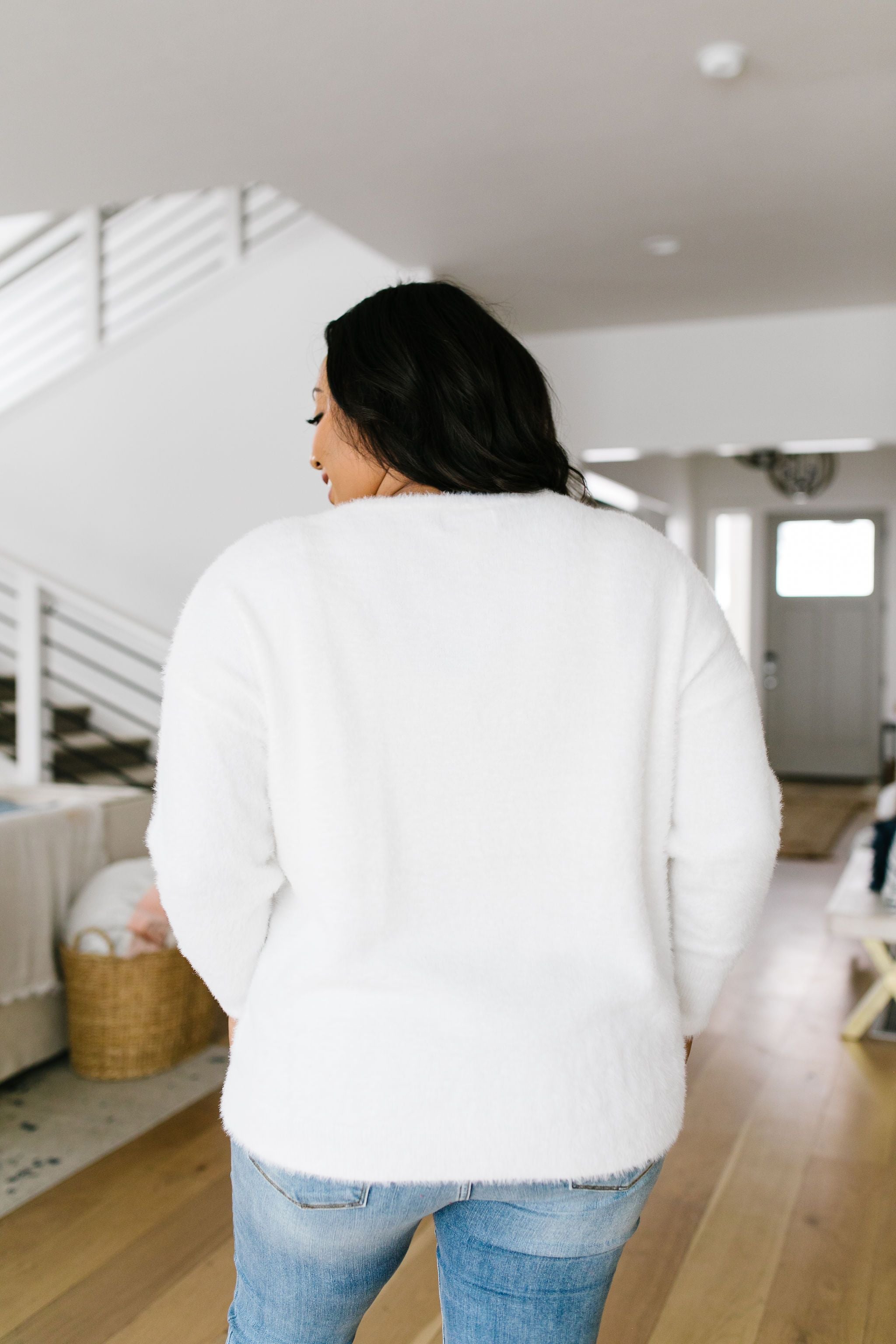 Count The Ways Fuzzy Pullover In Ivory