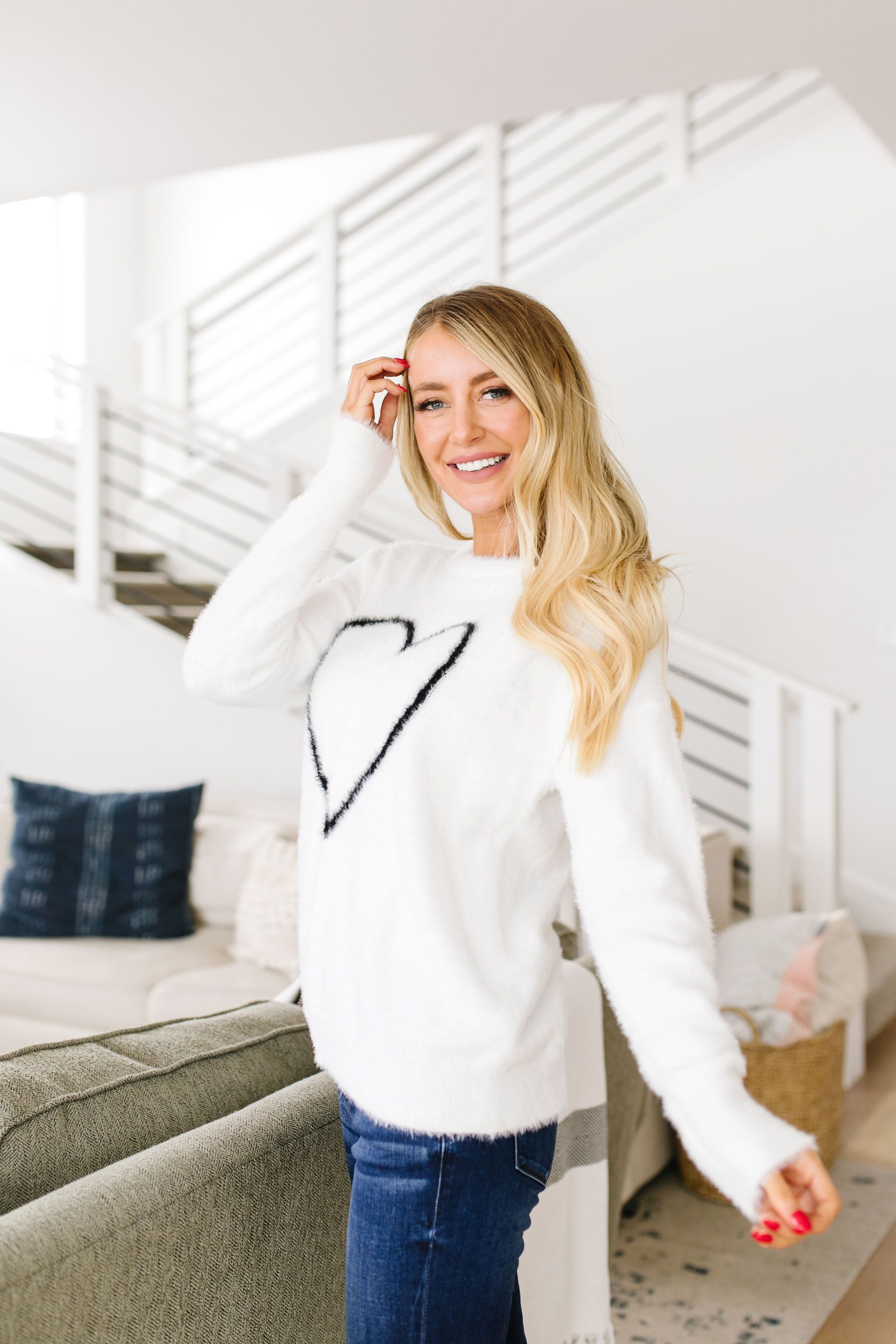 Count The Ways Fuzzy Pullover In Ivory