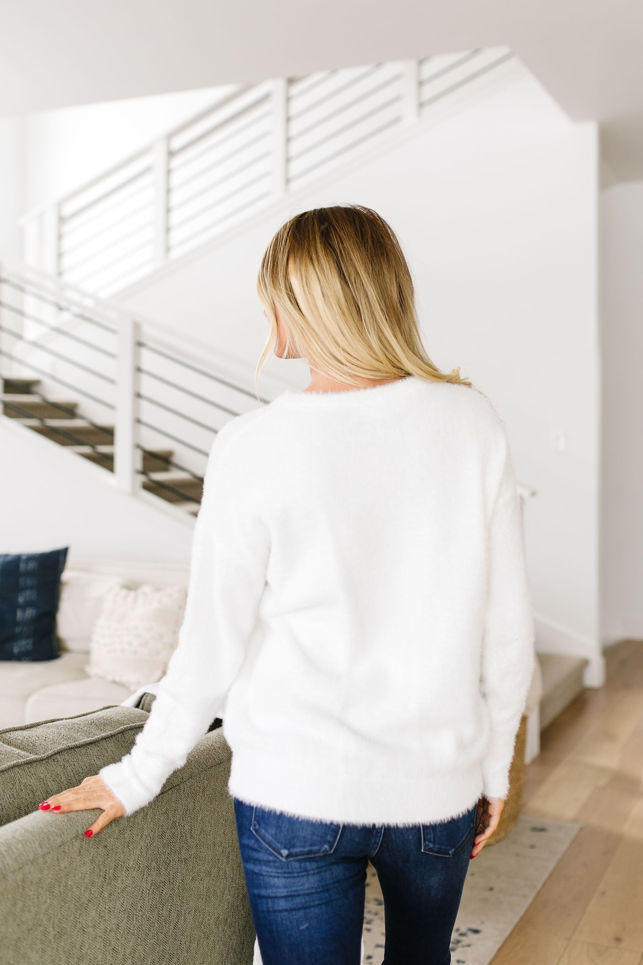 Count The Ways Fuzzy Pullover In Ivory