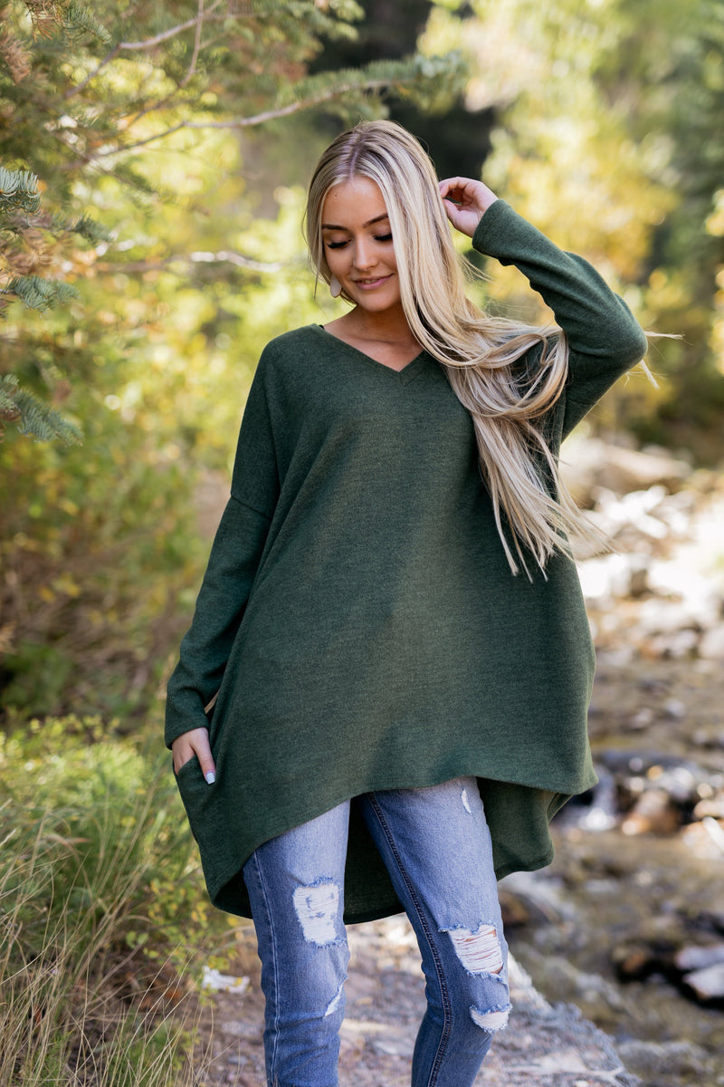 Creature Comforts Tunic In Forrest Green