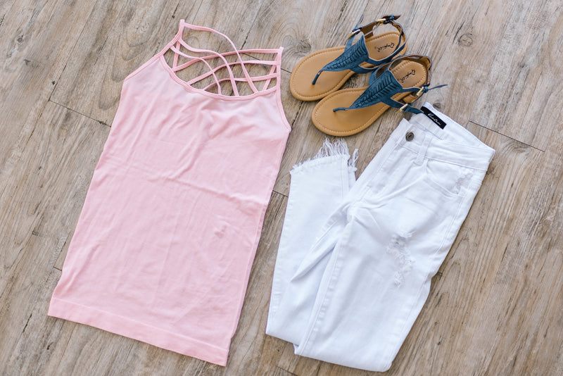 Criss Cross Cami In Dusty Pink