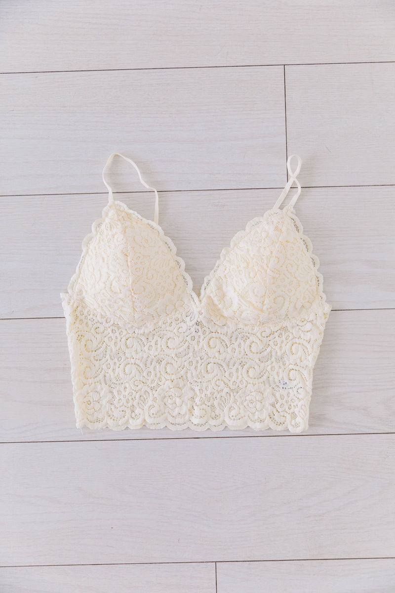 Cropped Lace Camisole In Ivory