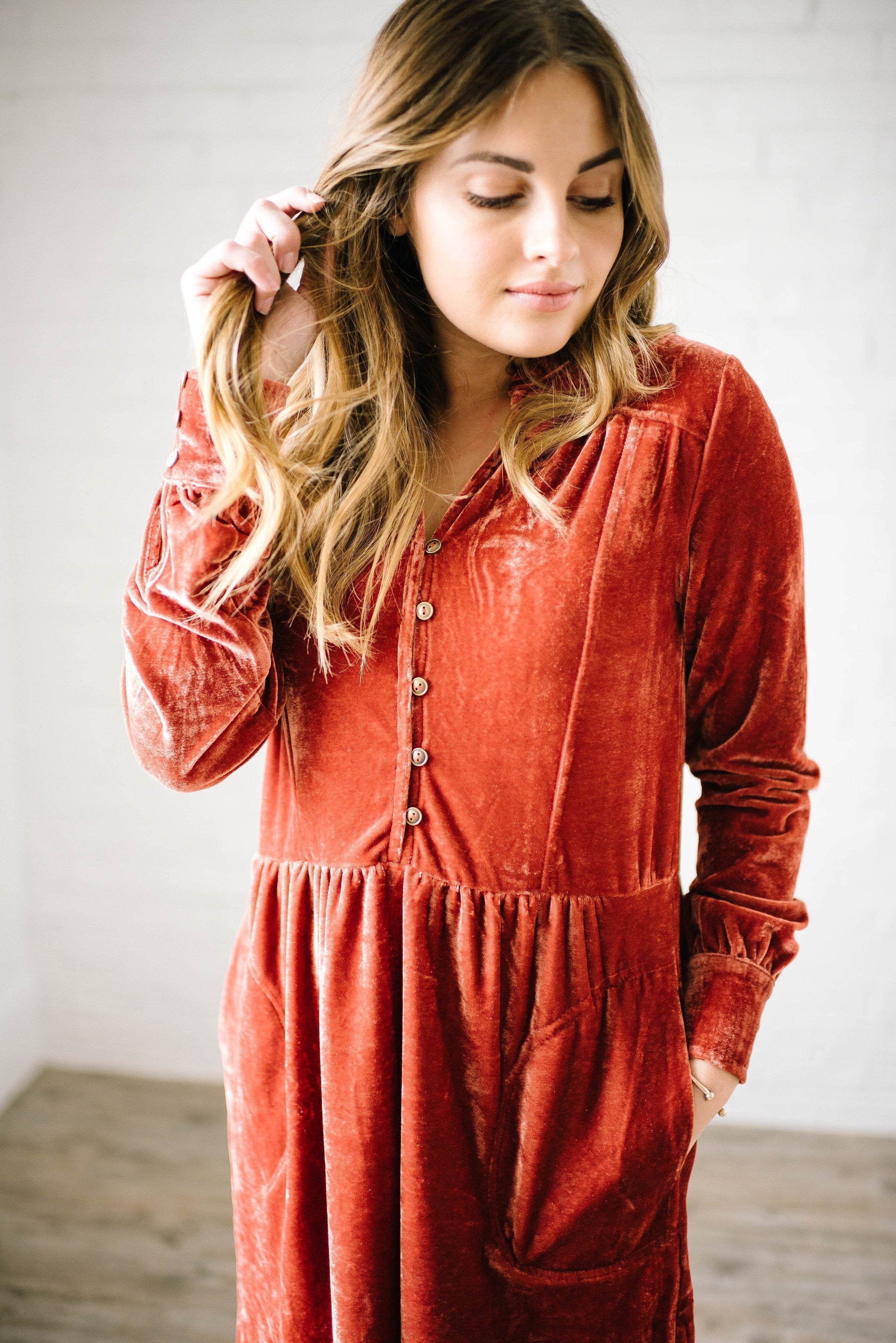 Crushing on You Dress in Rust