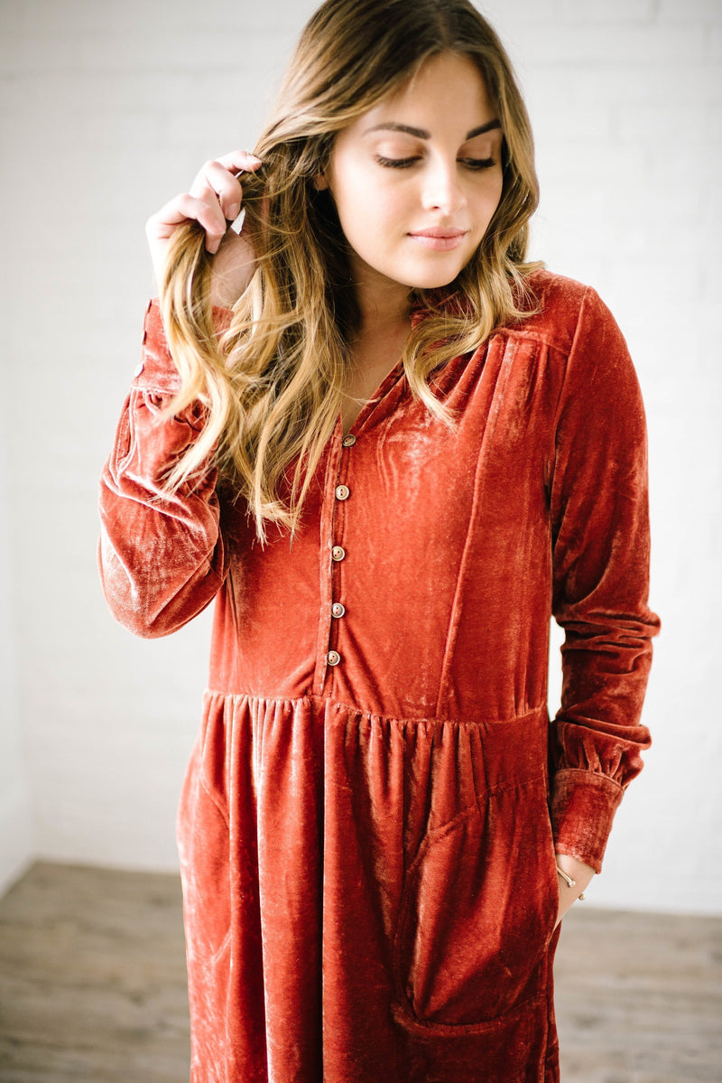 Crushing on You Dress in Rust