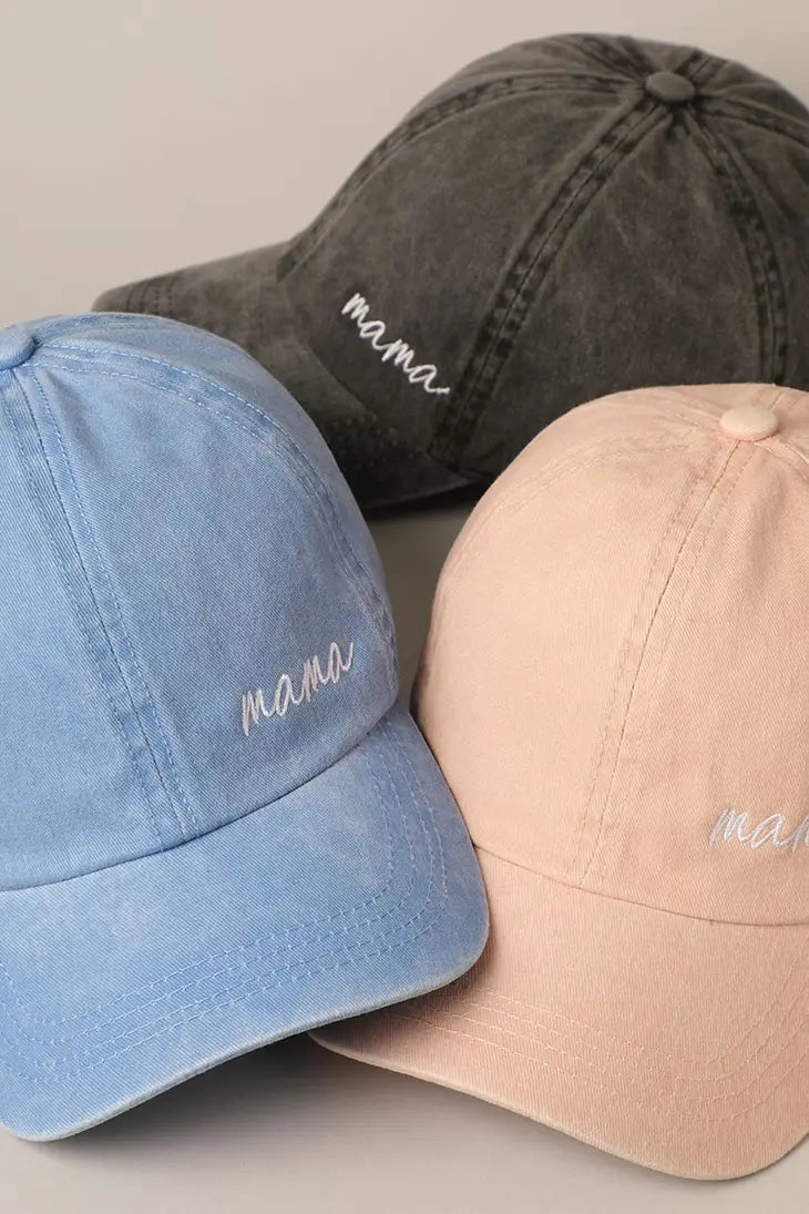PREORDER: Mama Embroidered Baseball Cap in Assorted Colors