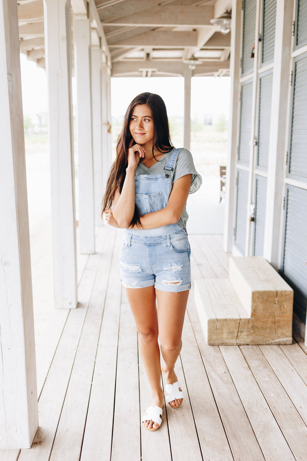 Daisy Denim Distressed Shortalls