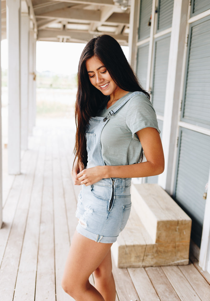 Daisy Denim Distressed Shortalls