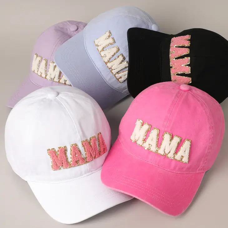 PREORDER: Mama Chenille Letter Patch Baseball Cap in Five Colors