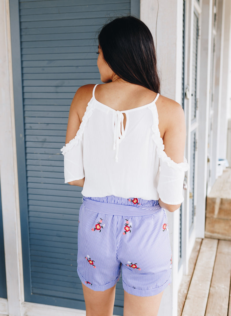 Delicately Ruffled Off-The-Shoulder Top