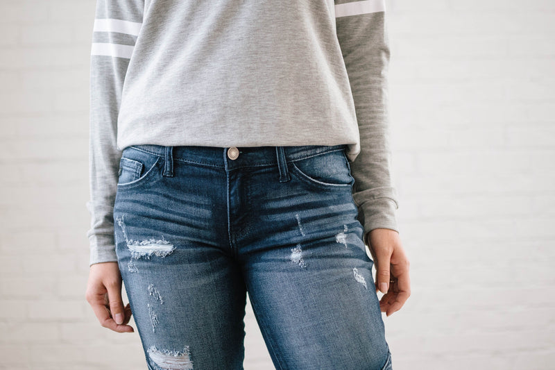 Distressed Moto Skinny Ankle Jean