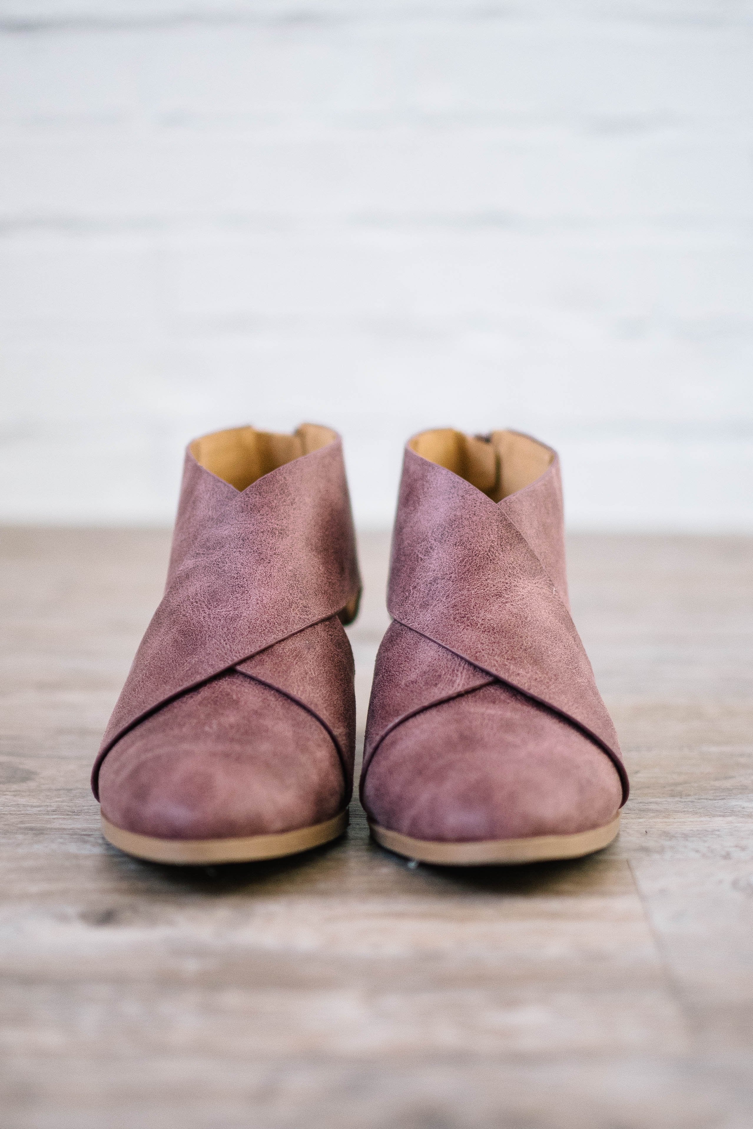 Distressed Side Cutout Booties in Rose Taupe
