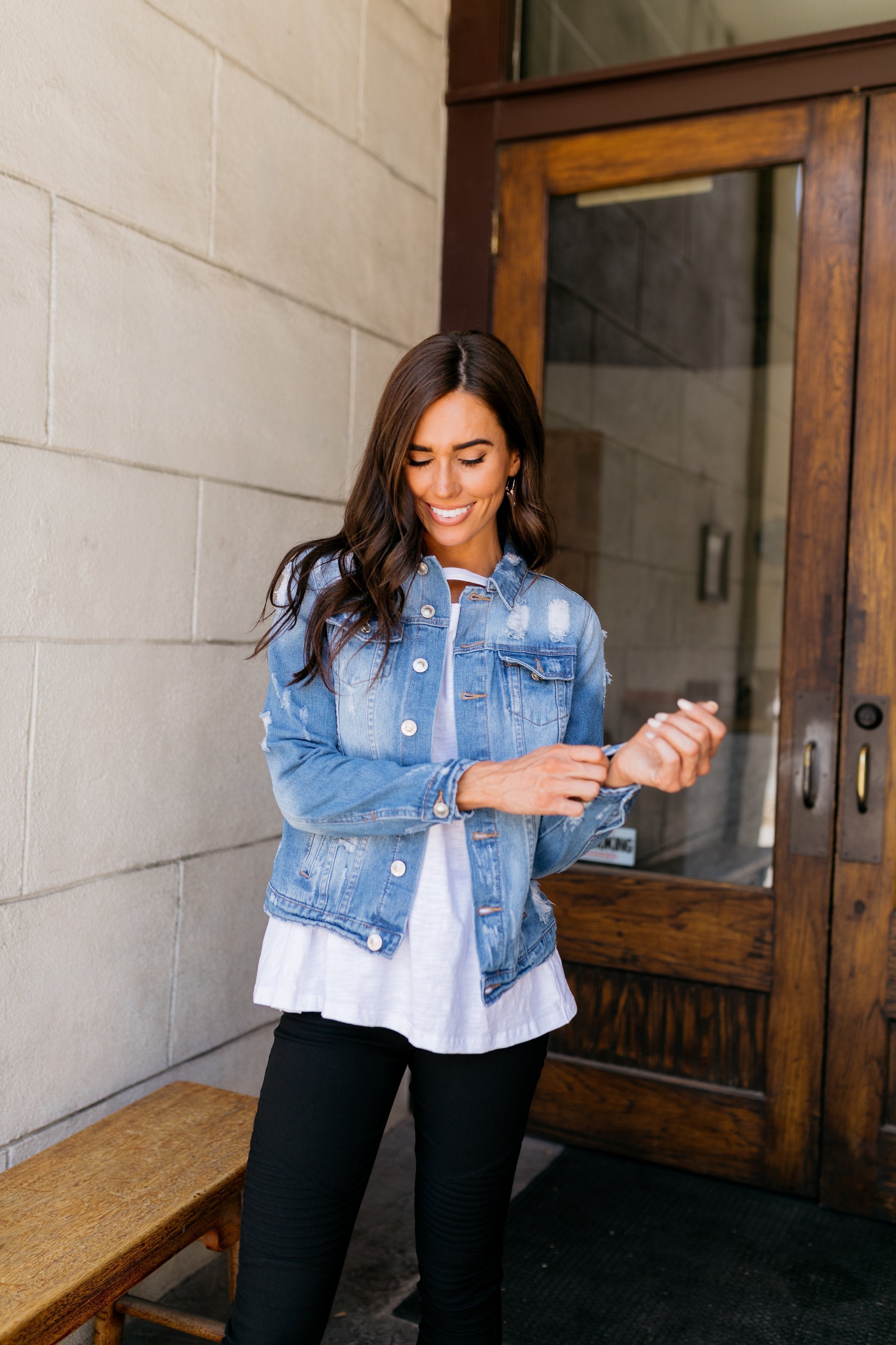 Don't Stress Distressed Denim Jacket