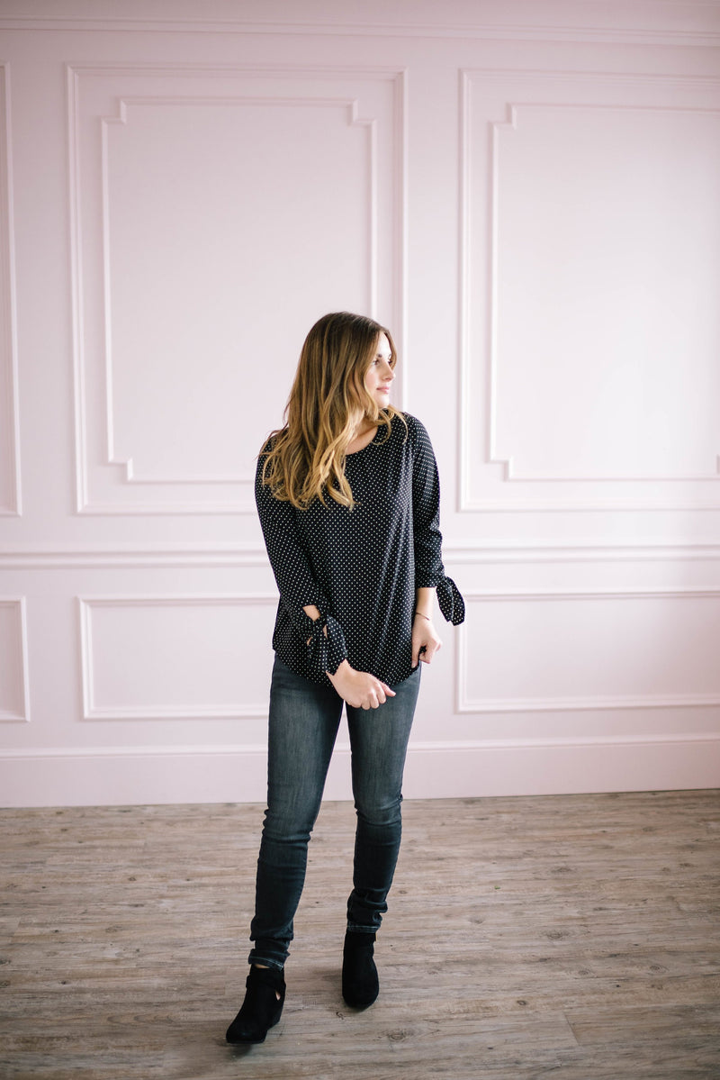 Dot Me Blouse in Black