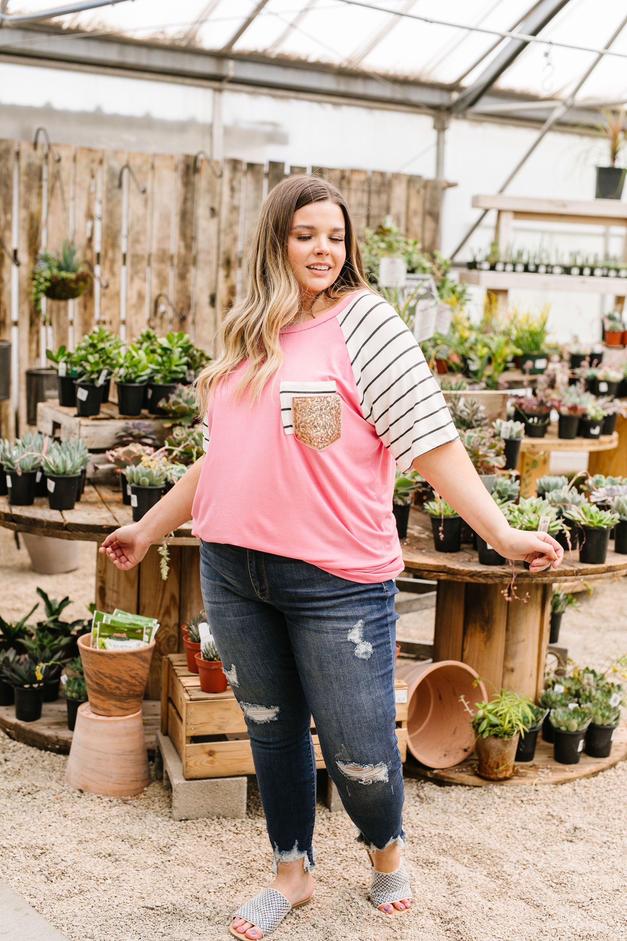 Double Bubble Gum Raglan Top