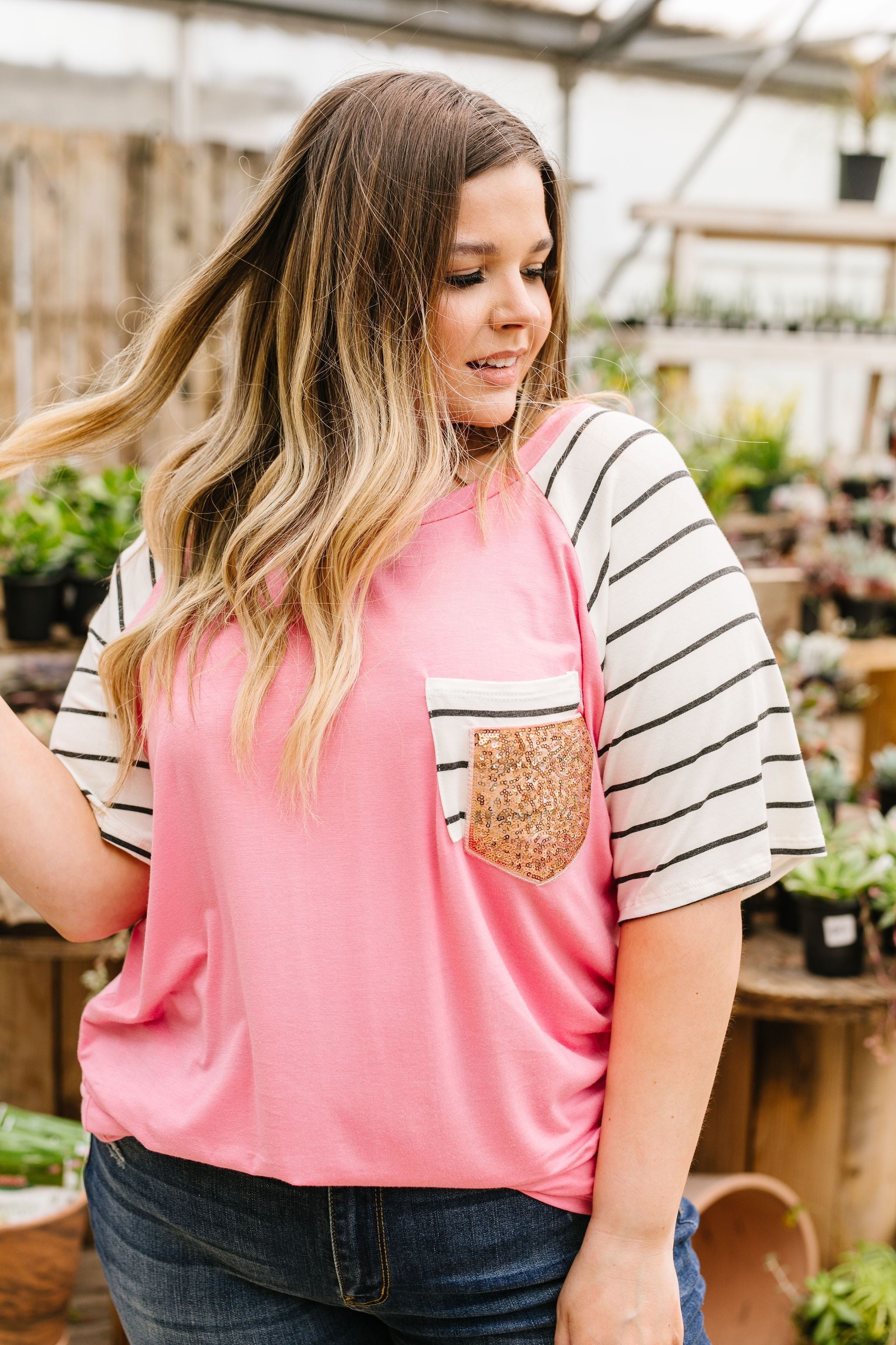Double Bubble Gum Raglan Top
