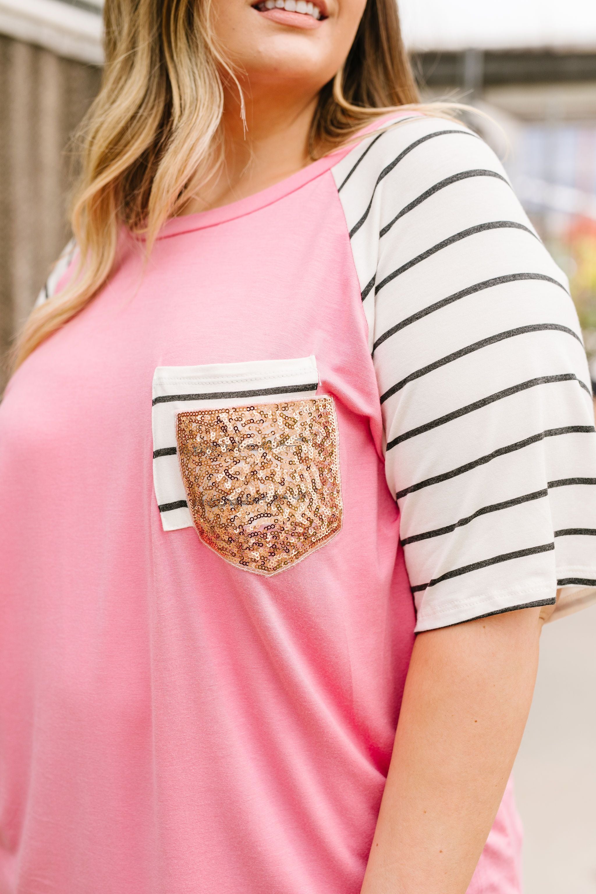 Double Bubble Gum Raglan Top