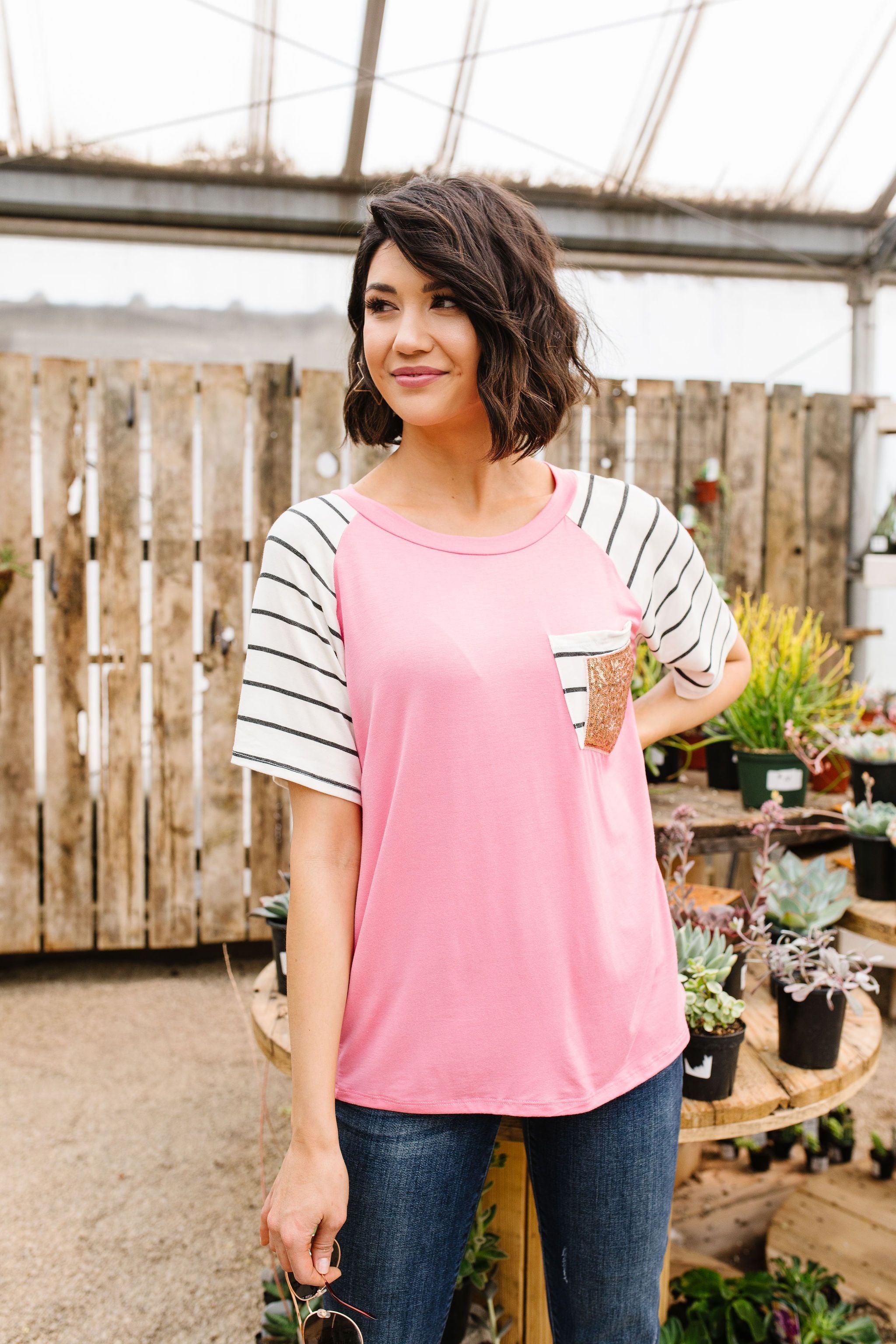 Double Bubble Gum Raglan Top
